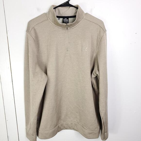 Under Armour Jacket Mens XL Mock Neck Quarter Zip Tan Golf Storm Collection - Picture 1 of 7
